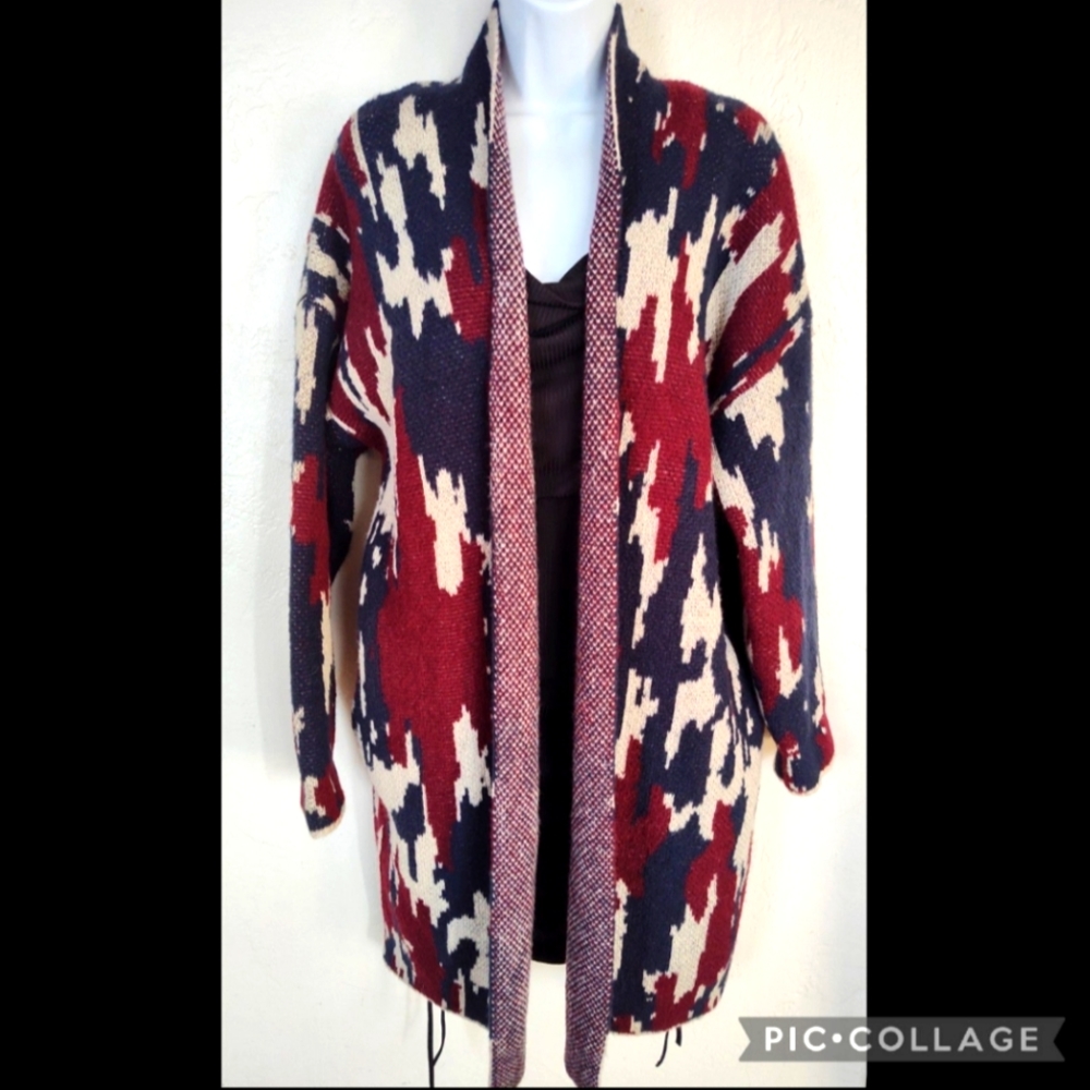 Duster sweater long cardigan Knox Rose camo red white blue